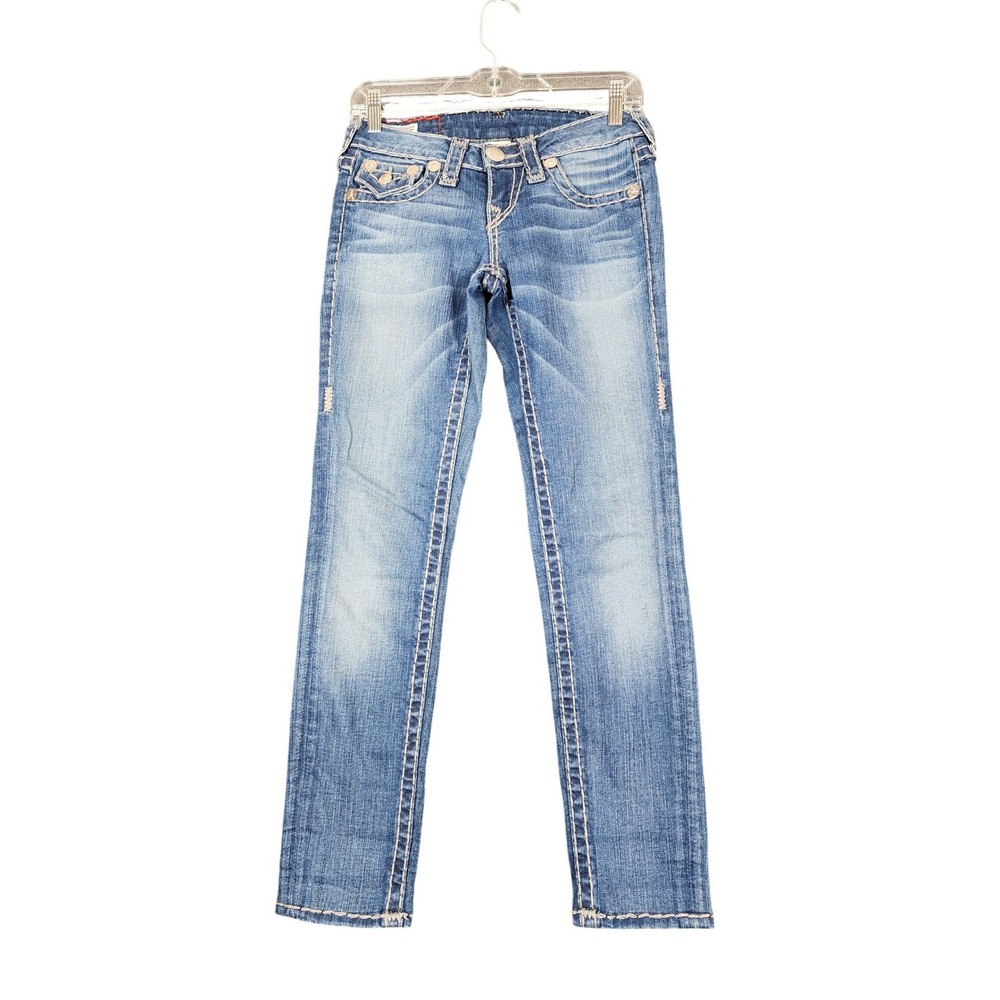 True Religion Julie Super T Straight Leg Jeans Medium Wash Blue Size 26 USA Made
